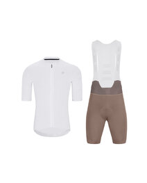 HOLOKOLO Cycling short sleeve jersey and shorts - AEROLITE - brown/white
